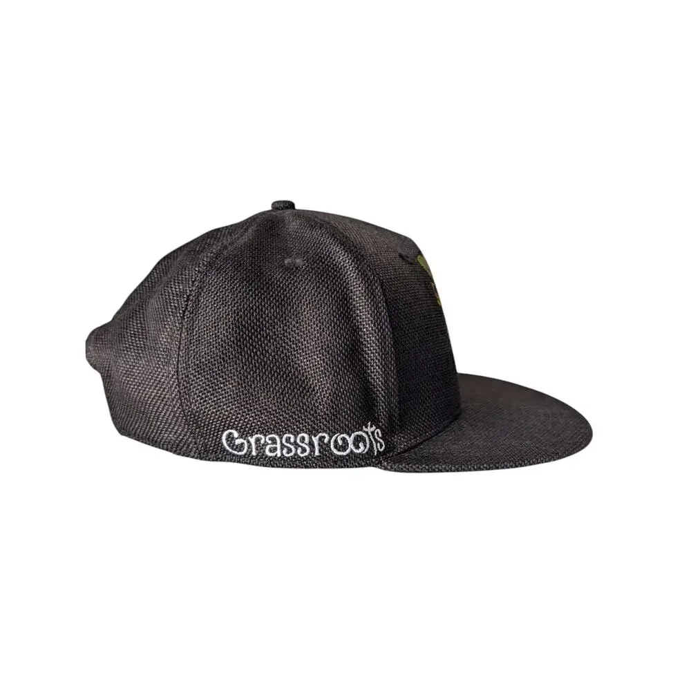 Grassroots California Limited Edition Black Hemp Snapback Hat Bear Art 420 Satin
